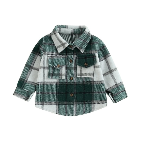 Toddler Boys Clothes 6M 12M 18M 24M 2Y 3Y 4Y Button Down Flannel Shirt Plaid Pocket Fall Top Little Kids Long Sleeve Outerwear