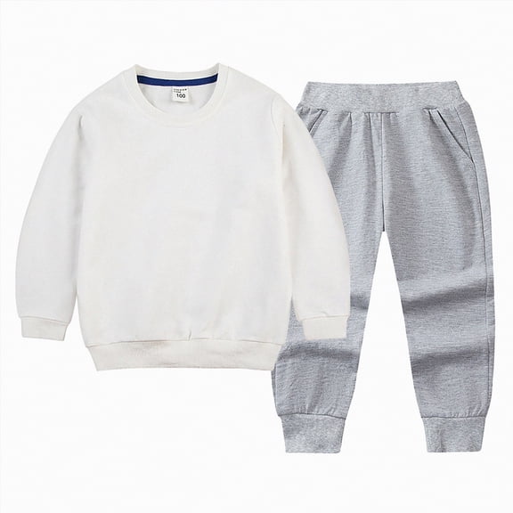 Toddler Boys Clothes Baby Boy Fall Winter Solid Long Sleeve Elastic Waist 6M 9M 12M 2T 3T 4T Top and Pants Set 2 PC Sweatshirt Pullover Tops   Joggers Pants Outfit Set