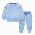 thumbnail image 1 of Toddler Boys Clothes Baby Boy Fall Winter Solid Long Sleeve Elastic Waist 6M 9M 12M 2T 3T 4T Top and Pants Set 2 PC Sweatshirt Pullover Tops + Joggers Pants Outfit Set, 1 of 5