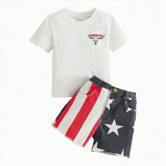 Toddler Boys Clothes Baby Boy Summer Kid Cotton Loose Printed Short Sleeve Casual 6 12 18 24Months 2T 3T T Shirts Tops Shorts Outfits Set Outfit Two Pieces