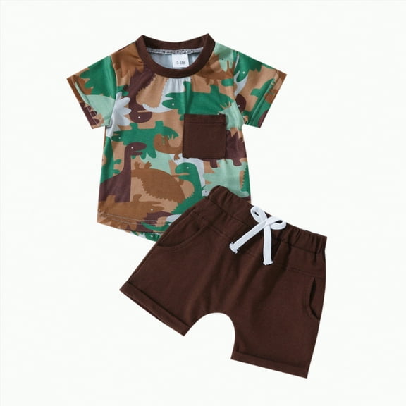 Toddler Boys Clothes Baby Boy Summer Kids Spring Cotton Solid Print Short-sleeved Beach 1t 2t 3t 4t 5t 6t T-Shirt Tops+Long Pants Children Clothing Set 2-Piece