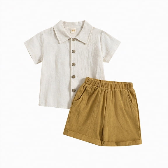 Toddler Boys Clothes Baby Set Kids Spring Summer Cotton Elastic Printed Short-sleeved Training 6 12 18 24Months 2T 3T T-shirt with Waist Shorts Outfit Outfits&Set 2-Piece