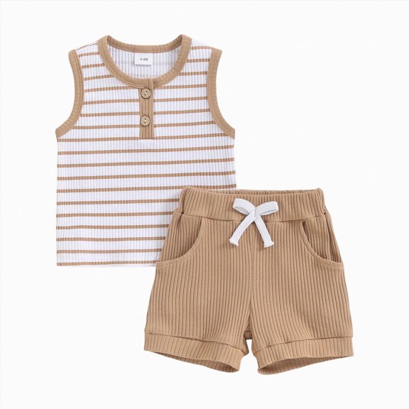 Toddler Boys Clothes Baby Set Kids Summer Striped Printed Short Sleeve Beach 0 6 12 18 24 Months 2T 3T T Shirts Tops Shorts Outfits Casual Outfit 2 Piece