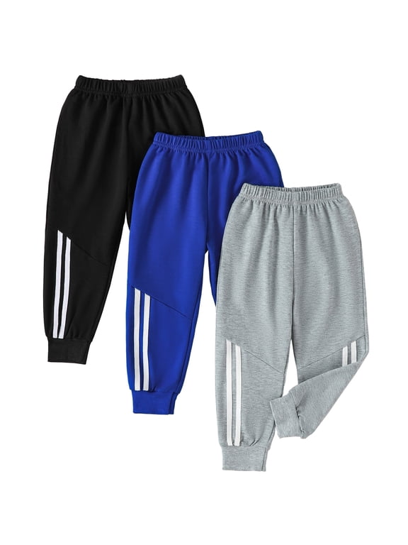 Toddler Boys Clothes Boys Pants Toddler Kids Boys Sweatpants 3 Pack Elastic Waist Joggers Athletic Pants 3T 4T 5T Size 6 7 Black Blue Gray