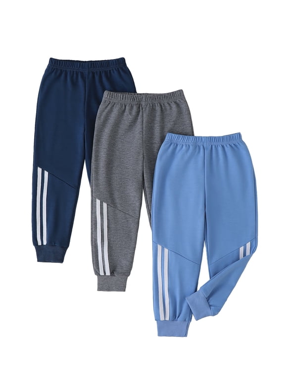Toddler Boys Clothes Boys Pants Toddler Kids Boys Sweatpants 3 Pack Elastic Waist Joggers Athletic Pants 3T 4T 5T Size 6 7 Blue Gray