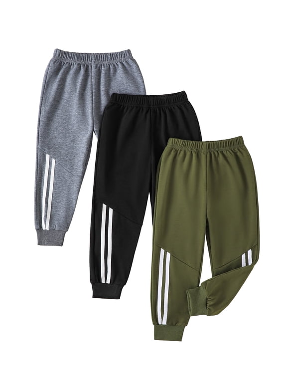Toddler Boys Clothes Boys Pants Toddler Kids Boys Sweatpants 3 Pack Elastic Waist Joggers Athletic Pants 3T 4T 5T Size 6 7 Gray Black Green