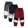 thumbnail image 1 of Toddler Boys Clothes Boys Pants Toddler Kids Boys Sweatpants 3 Pack Elastic Waist Joggers Color-blocked Pants 2T 3T 4T 5T Size 6 7 Black Red Gray, 1 of 7