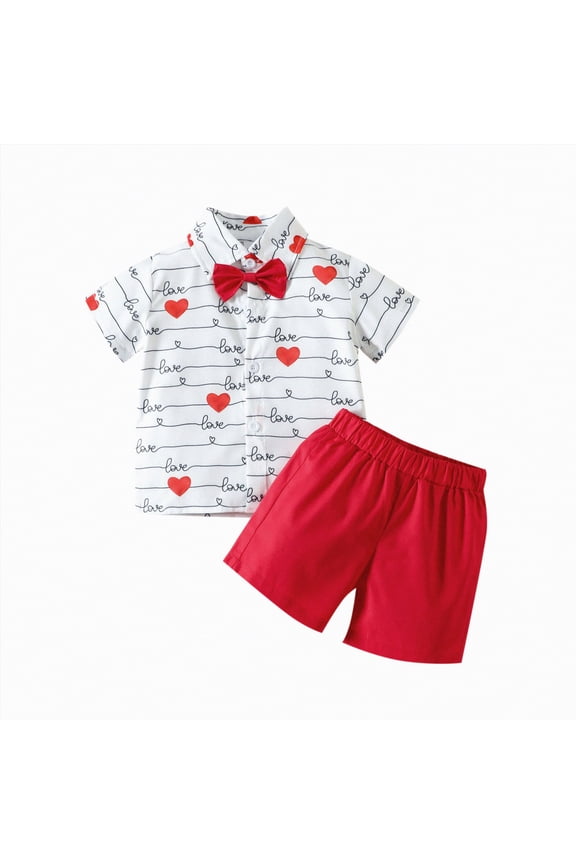 Toddler Boys Clothes Kids Boy Spring Summer Cotton Button Down Printed Short Sleeved Sports 0 6 12 18 24 Months 2T 3T New Born for Twins Outfits Baby Suits 2 Piece