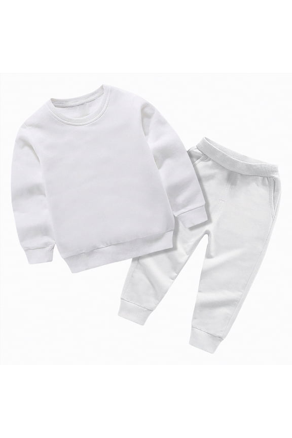 Toddler Boys Clothes Little Fall Winter Round Neck Long Sleeve Stretch Waistband 1T 2T 3T 4T 5T 6T Sweatshirt Top Elastic Waist Sweatpants Outfits 2 Pcs