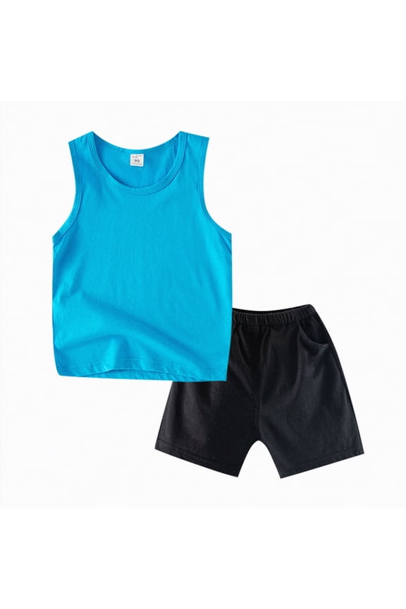 Toddler Boys Clothes Outfits Kids Spring Summer Cotton Round Neck Solid Short Sleeve Sports 0 3 6 12 18 24 Months Clothing Sets Tracksuit Shirts & Shorts Two Pieces Set