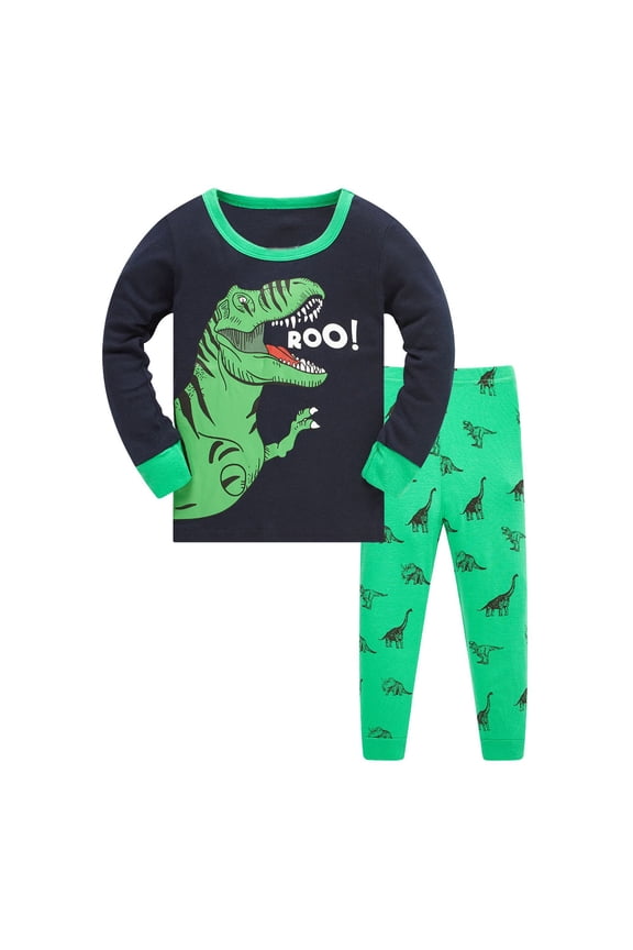 Toddler Boys Clothes Print Dinosaur Clothes Crew Neck Long Sleeved Shirt + Pants Fall Winter Outfits Set for Boy 3-4 Years