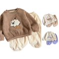 thumbnail image 1 of Toddler Boys Clothes Set Winter Warm Set Long Sleeved Crew Neck Tops+Pants Outfits Set Size 18-24 Months ,Brown, 1 of 3