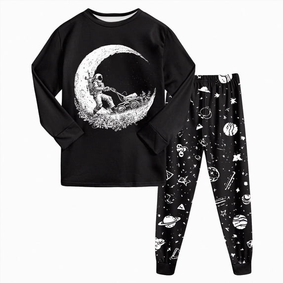 Toddler Boys Clothes Sets 2Pcs Cute Print Long Sleeve Sweatsuits Tops and Pants Outfits for Fall Winter 6-12 Months 12-24 Months 2T 3T 4T 5T 6T 7T 8T 9T Children(Black,2-3 Years)