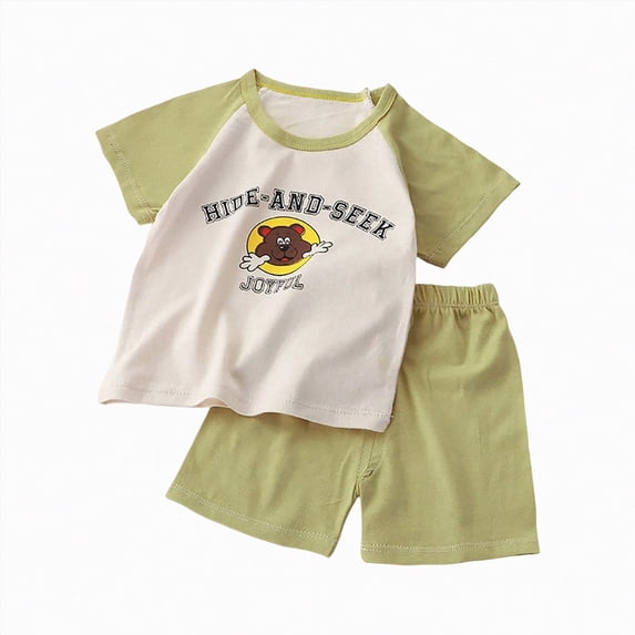 Toddler Boys Clothes Summer Outfit Sets Cotton Crewneck Tees Shorts Pocket Adjustable Knite Shorts Playwear Sets Toddler Boys Outfit Sets 2 Piece Graphic Summer T-shirts and Shorts Set