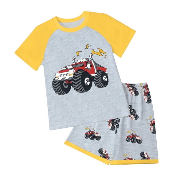Toddler Boys Clothes Summer Outfits Baby Boy Truck Print Short Sleeve T Shirt Top Shorts Set 2t 3t 4t 5t 6t