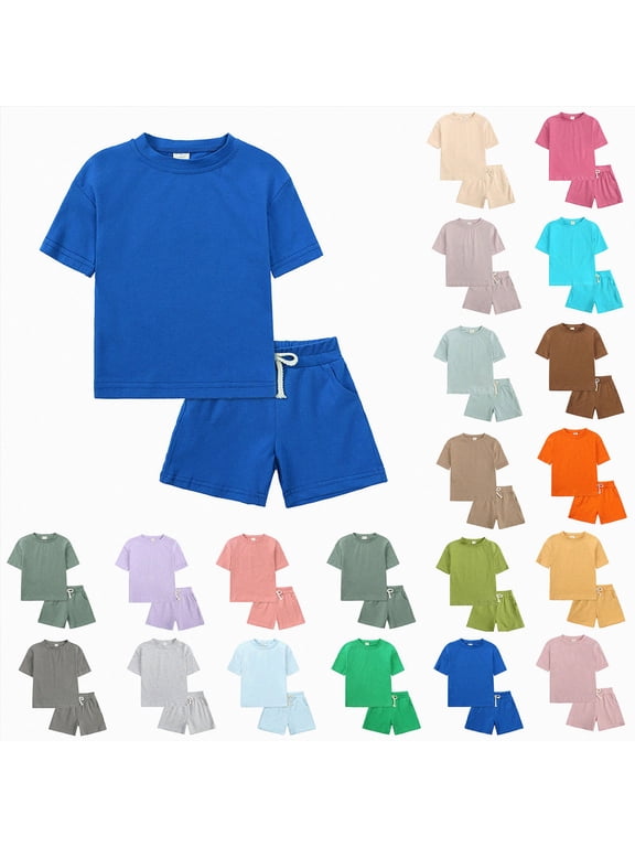 Toddler Boys Clothes Toddler Boy Summer Clothes Solid Color Sets 12 18 24 Month 3T 4T 5T Toddler Boy Outfits Set Gibobby,4-5 Years,Blue