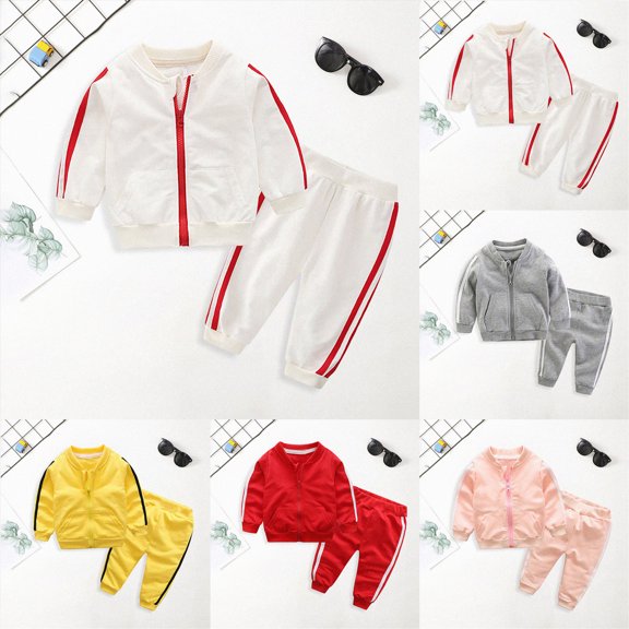 Toddler Boys'Color-Block Letter Top and Casual Long Pants 2-Piece Fall Clothing Set(White,1-2 Years)
