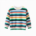 thumbnail image 1 of Toddler Boys Colorful Striped Crewneck Knit Sweater, Classic Long Sleeve Pullover, Casual School Top 6-7 Years, 1 of 7