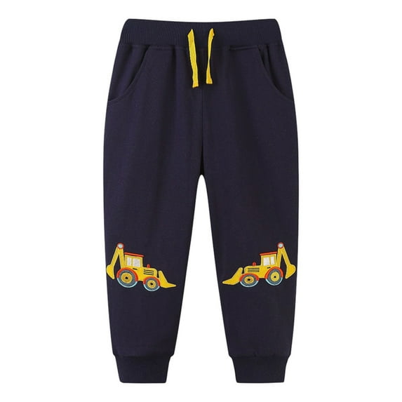 Toddler Boys Cotton Drawstring Elastic Sweatpants Cartoon Pattern Decoration