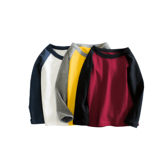 Toddler Boys Cotton T Shirt 3 Pack Long Sleeve Shirts for 2-8 Years