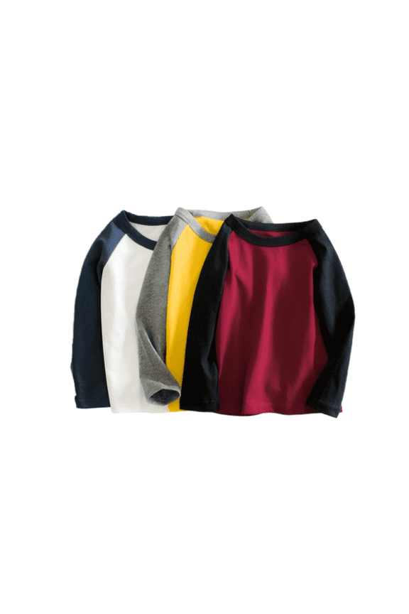 Toddler Boys Cotton T Shirt 3 Pack Long Sleeve Shirts for 2-8 Years