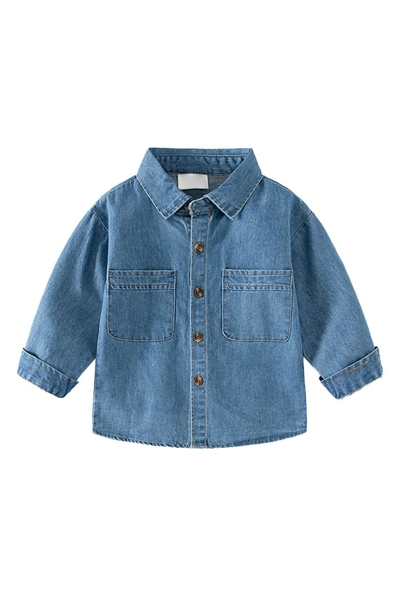 Toddler Boys Denim Button Down Coat Fall Jacket with Two Pockets Baby Girls Tops Fashion Casual Coat&jacket