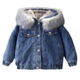 thumbnail image 1 of Toddler Boys Denim Jacket Hooded Button Lined Denim Jacket Casual Basic Outwear Toddler Boy Clothes Size 18-24 Months, 1 of 7