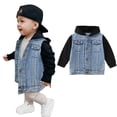 thumbnail image 1 of Toddler Boys Denim Jacket Long Sleeve Boys Denim Hoodie Blue Jacket Boys Lightweight Jacket Boys Jackets Size 2-3 Years, 1 of 7