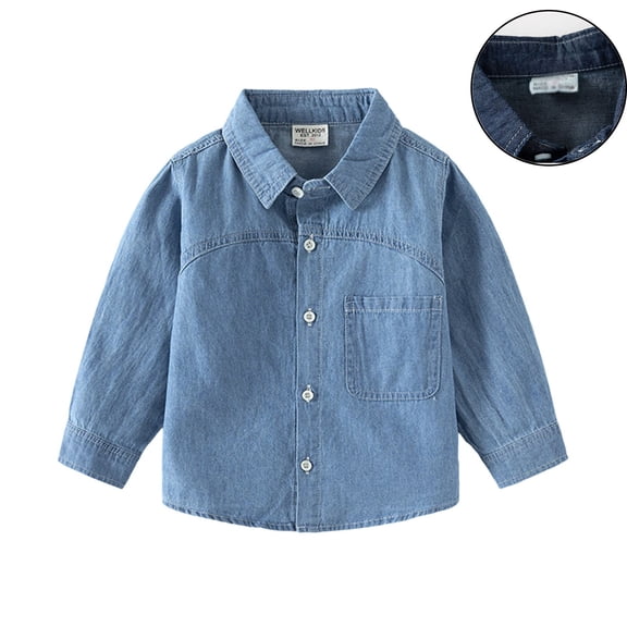 Toddler Boys Denim Jacket Long Sleeve Button down Blue Jean Jacket Boys Lightweight Jacket Boy Jackets 12-18 Months