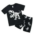 thumbnail image 1 of Toddler Boys Dinosaur Shorts Set Outfits Boys Dinosaur Outfits Set Glow In The Dark Print T Shirt And Shorts 2 Piece Summer Casual Play Clothes for 2-8 Years, 1 of 5