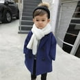 thumbnail image 1 of Toddler Boys Double Breasted Wool Blend Coat Notched Collar Plaid Pea Coat Kids Winter Warm Jacket For Ages 1-5 Years, 1 of 6
