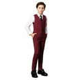 thumbnail image 1 of Toddler Boys Dress Suit Formal 4PCS Wedding Ring Bearer Outfit Kids Suit Set Burgundy 3T, 1 of 5