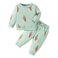 thumbnail image 1 of Toddler Boys Easter Long Sleeve Top Pants Set Carrot Print Pullover Green 6 Months-12 Months, 1 of 6