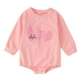 thumbnail image 1 of Toddler Boys Easter Outfits Funny Bunny Letter Embroier Long Sleeve Baby Romper Bodysuit Baby Girl Spring Outfits for Toddler Boys 12-18 Months, 1 of 7
