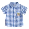 thumbnail image 1 of Toddler Boys Easter Rabbit Embroidery Button Down Short Sleeve Shirt Kids Casual Summer Plaid Shirt, 1 of 6