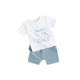 thumbnail image 1 of Toddler Boys Easter Shorts Sets Short Sleeve Letter Bunny Print Tops and Solid Color Shorts, 1 of 8