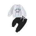 thumbnail image 1 of Toddler Boys Fall Outfits Letter Print Crew Neck Long Sleeve Sweatshirts and Long Pants 2Pcs Clothes Set, 1 of 9