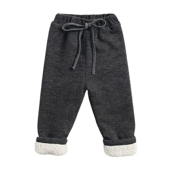 Toddler Boys Warm Pants For Fall Winter Solid Elastic Waist Casual Trousers