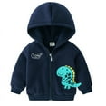 thumbnail image 1 of Toddler Boys Fleece Warm Plush Inner Dinosaur Zip Hooded Jacket Coat (1-8T), 1 of 2