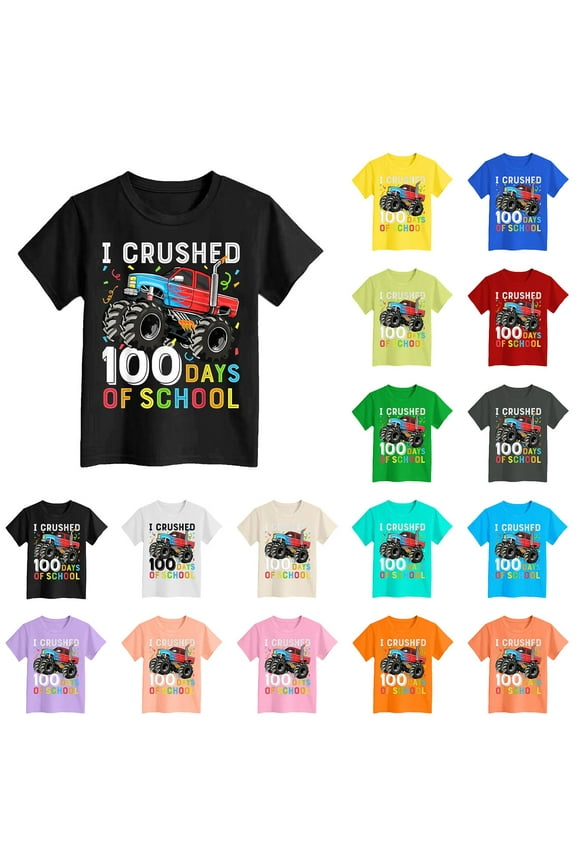 Toddler Boys Girls 100 Days of School Shirt Kids Happy 100th Day of School Tshirt Kindergarten Tee Tops (4y-6y) School Crayons Shirt