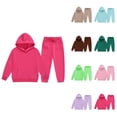 thumbnail image 1 of Toddler Boys Girls 2-Piece Long Sleeve Hooded Sweatsuit Set – Warm Solid Pullover Sweatshirt & Jogger Sweatpants Tracksuit Outfit, 1 of 3