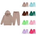 thumbnail image 1 of Toddler Boys Girls 2-Piece Long Sleeve Hooded Sweatsuit Set – Warm Solid Pullover Sweatshirt & Jogger Sweatpants Tracksuit Outfit, 1 of 4