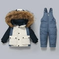 thumbnail image 1 of Toddler Boys Girls 2-Piece Snowsuit Windproof Jacket with Furry Hood Waterproof Snowproof Winter Thermal Outdoor Snowboarding Suit 1-5 Years, 1 of 3