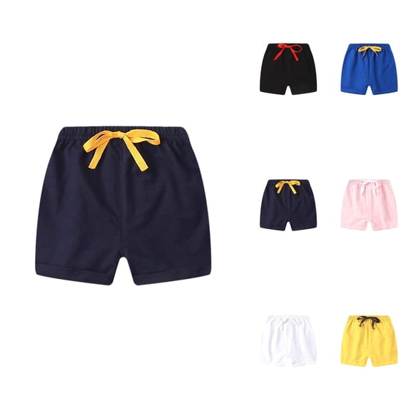Toddler Boys Girls 4-Pack Cotton Linen Summer Shorts, Solid Casual Short Pants for Beach & Play, Kids Breathable Hot Pants 2-8 Years