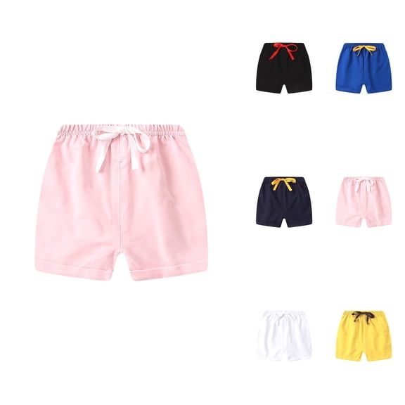 Toddler Boys Girls 4-Pack Cotton Linen Summer Shorts, Solid Casual Short Pants for Beach & Play, Kids Breathable Hot Pants 2-8 Years