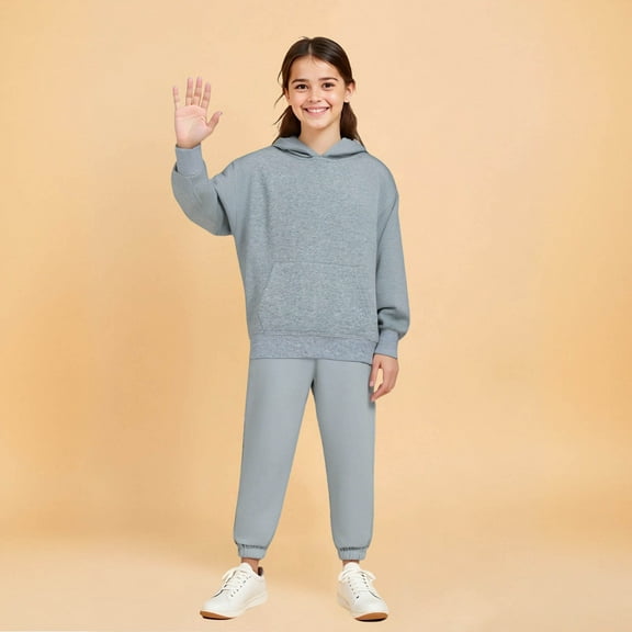 Toddler Boys Girls Active Sweatsuit 2PC Long Sleeve Grey Hoodie Jogger Set Fall Winter Clothes Girl Sets 2-3 Years