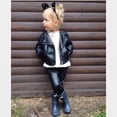 thumbnail image 1 of Toddler Boys Girls Autumn Winter Motorcycle Faux Leather Jackets Coat Winter Outwear for 1-5Y, 1 of 8