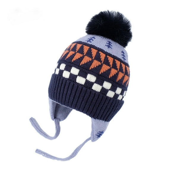 Toddler Boys Girls Beanie Hat Fleece Lined Knit Kids Hat with Ear Flaps Warm Winter Hat Acrylic Watch Hat (1-6 Years)