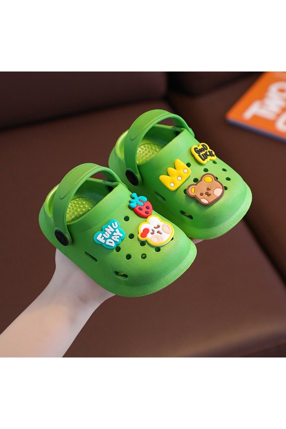 Toddler Boys Girls Bear Garden Clogs Little Kids Slip On Water Sandals Cute Cartoon Animals Patterns EVA Clogs Slipper Slides Lightweight Outdoor Summer Children Beach Pool Play Shoes