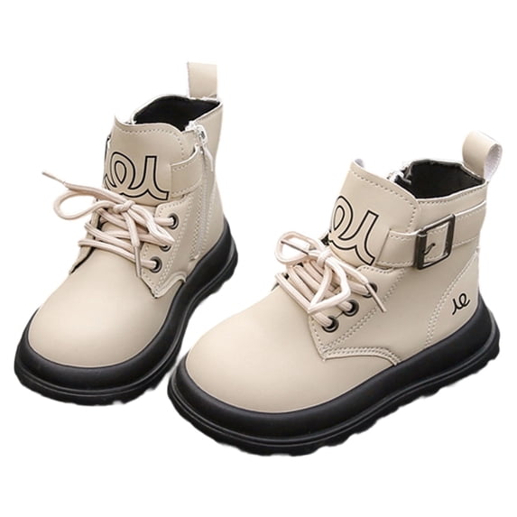 Toddler Boys Girls Boots Kids Work Boots Winter Snow Boot Side Zipper Hiking Outdoor Shoes (Toddler/little Kid) Platform Boots(Color:Beige,Size:11)